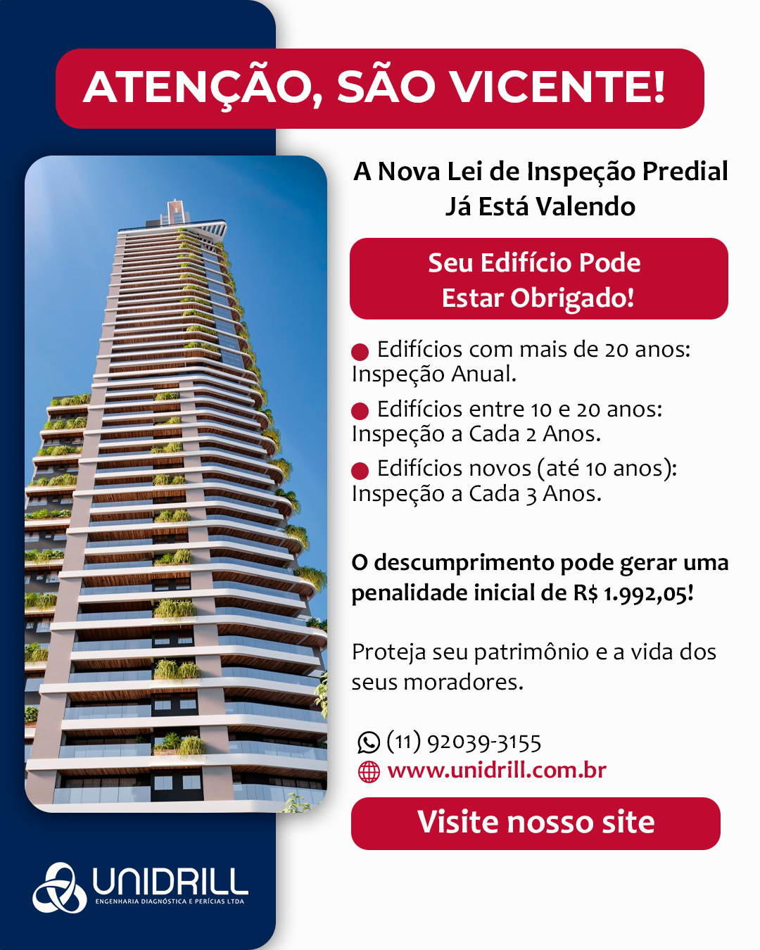 Nova Lei obriga inspeção em prédios com mais de dez anos em São Vicente, litoral de São Paulo